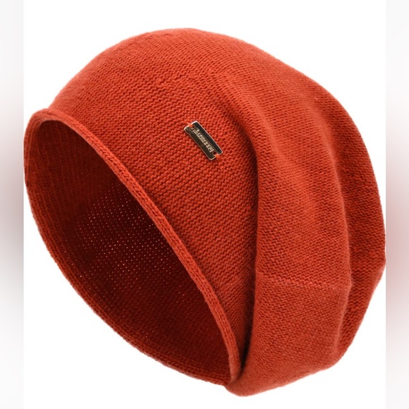 Jaxmonoy Accessories - Jaxmonoy Cashmere Knit Slouchy Beanie Brick Color
